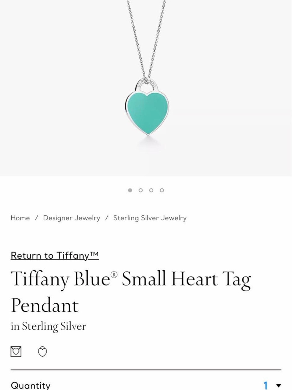 Tiffany & Co. Heart Pendant in Signature Teal Enamel with Sterling Silver